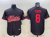 Men's San Francisco 49ers #8 Steve Young Black Pinstripe With Patch Cool Base Stitched Baseball Jersey,baseball caps,new era cap wholesale,wholesale hats